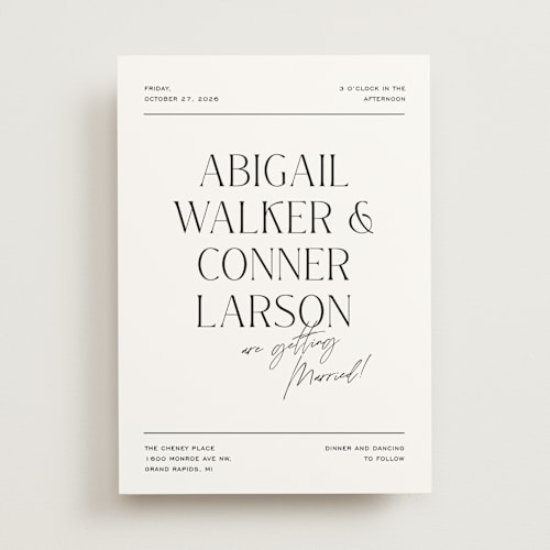 This is a fluff wedding invitations with standard by Pixel and Hank called martini printing on signature in standard