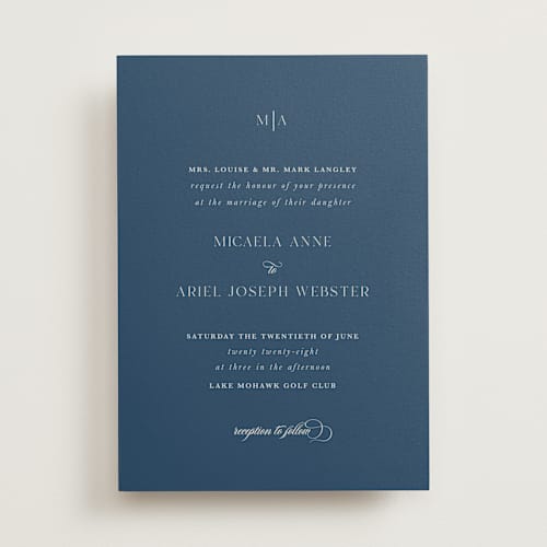 This is a marine wedding invitations with standard by Lucrecia Caporale called classic & timeless printing on signature in standard