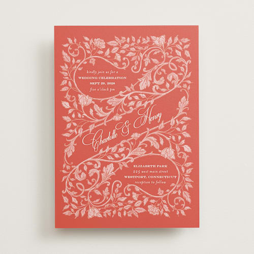 This is a sunset wedding invitations with standard by BR Designs called vintage flourishes printing on signature in standard