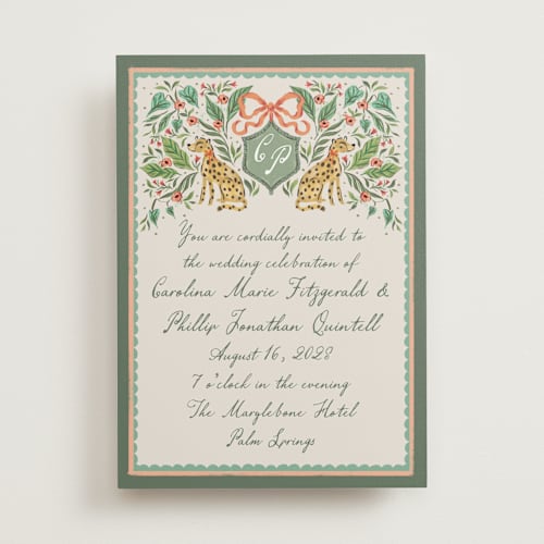 This is a meadow wedding invitations with standard by Jackie Crawford called whimsical hand illustrated crest printing on signature in standard