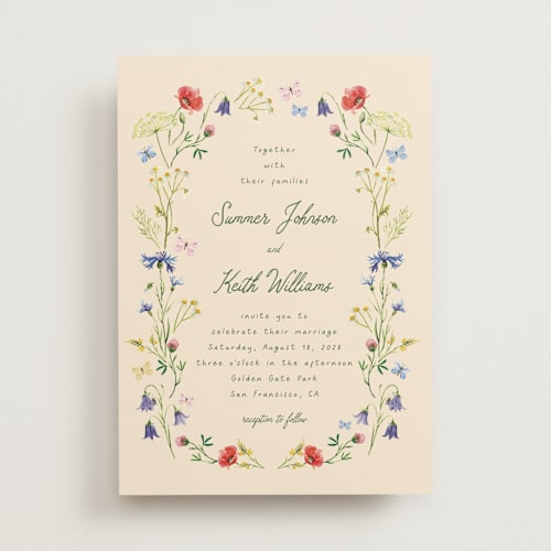 This is a champagne wedding invitations with standard by frau brandt called wildflower romance printing on signature in standard