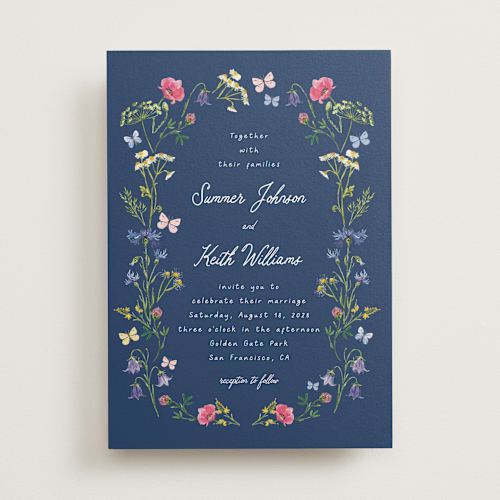 This is a midnight wedding invitations with standard by frau brandt called wildflower romance printing on signature in standard
