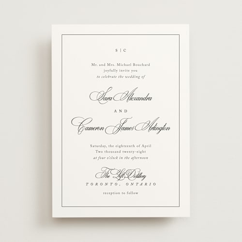 This is a silk wedding invitations with standard by Kelly Schmidt called greenwood printing on signature in standard