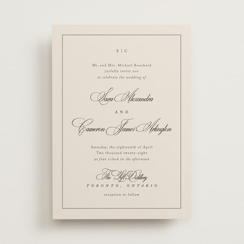 This is a linen wedding invitations with standard by Kelly Schmidt called greenwood printing on signature in standard