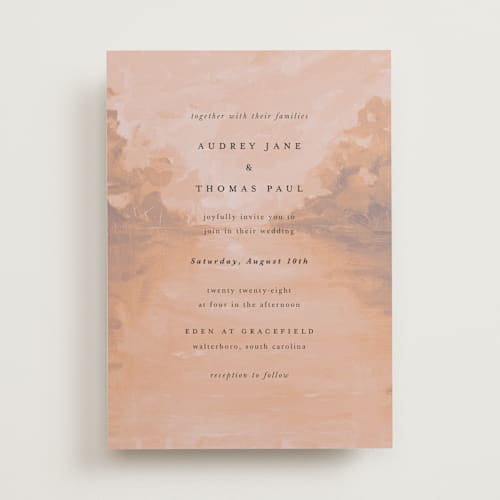 This is a blush wedding invitations with standard by Lindsay Megahed called silhouette printing on signature in standard