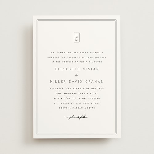 This is a salt wedding invitations with standard by Amy Kross called stripe bevel printing on signature in standard