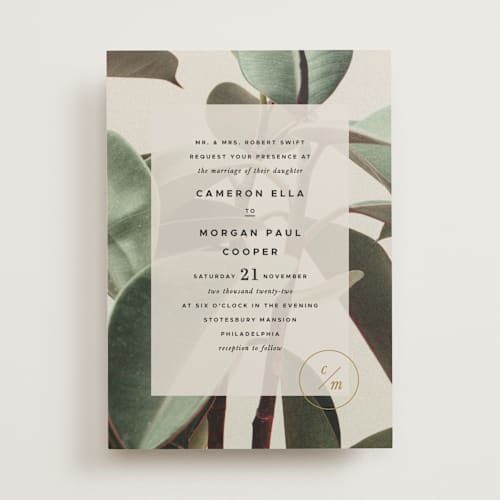 This is a cream wedding invitations with standard by Ariel Rutland called powder room florals printing on signature in standard