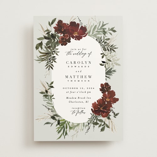 This is a cabernet wedding invitations with standard by Everett Paper Goods called harvest printing on signature in standard