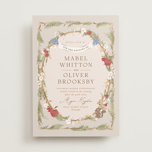 This is a forest floor wedding invitations with standard by Erin L. Wilson called disney's snow white someday printing on signature in standard