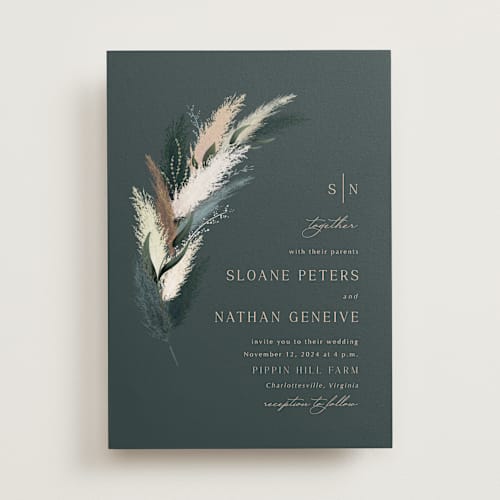 This is a basil wedding invitations with standard by Kaydi Bishop called arched pampas printing on signature in standard