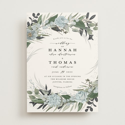 This is a sky wedding invitations with standard by Susan Moyal called ivory ring printing on signature in standard