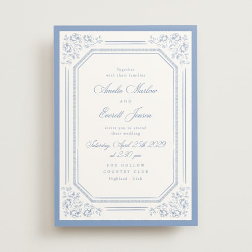 This is a sky wedding invitations with standard by Robert and Stella called constance printing on signature in standard