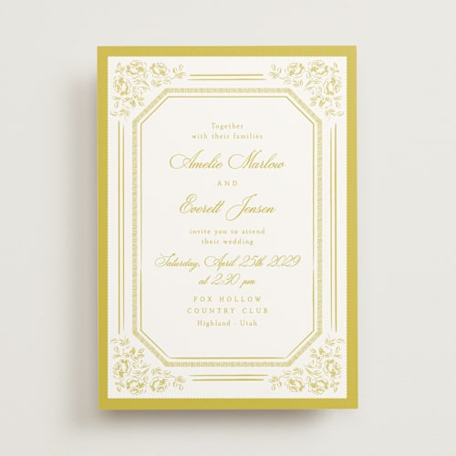 This is a lemon wedding invitations with standard by Robert and Stella called constance printing on signature in standard