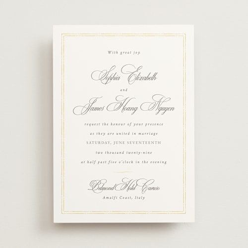 This is a butter wedding invitations with standard by Design Lotus called amalfi blue printing on signature in standard