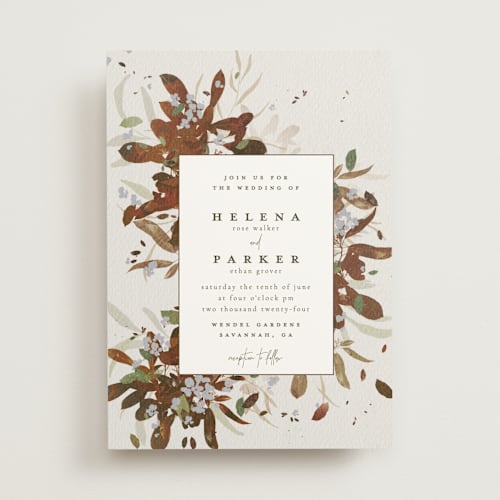 This is a fall wedding invitations with standard by Grace Kreinbrink called fall flurry printing on signature in standard