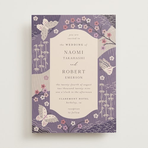 This is a amethyst wedding invitations with standard by Jennifer Holbrook called japanese textile printing on signature in standard