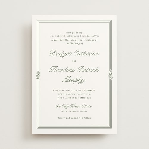 This is a leaf wedding invitations with standard by Kate Ahn called court printing on signature in standard
