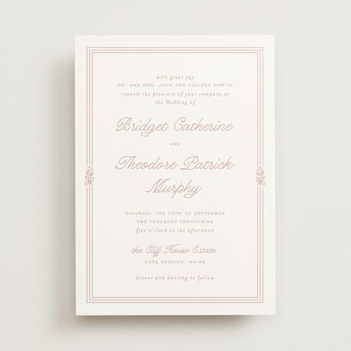 This is a petal wedding invitations with standard by Kate Ahn called court printing on signature in standard