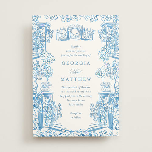 This is a wedgewood wedding invitations with standard by Becky Nimoy called gates and pillars printing on signature in standard