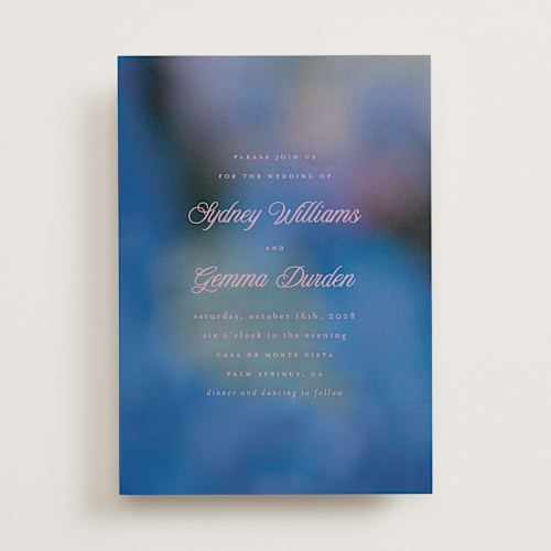 This is a hydrangea wedding invitations with standard by Morgan Kendall called bloom printing on signature in standard