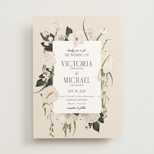 This is a champange wedding invitations with standard by Susan Moyal called romantics printing on signature in standard