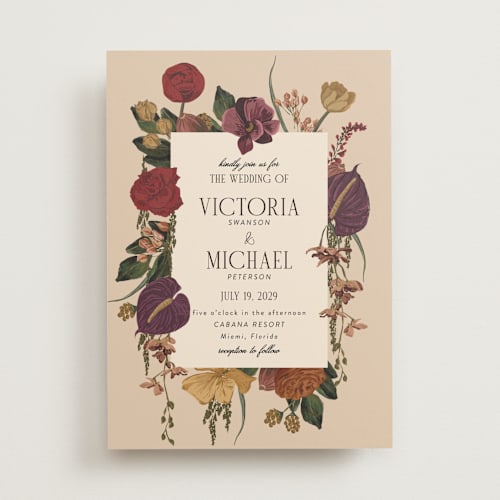 This is a copper wedding invitations with standard by Susan Moyal called romantics printing on signature in standard