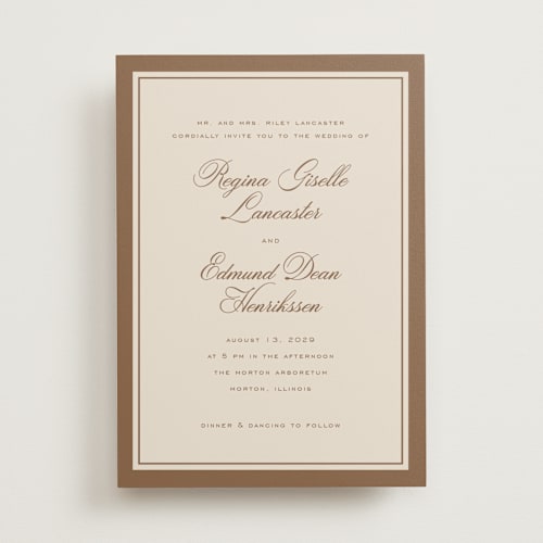 This is a nutmeg wedding invitations with standard by chocomocacino called krytharaki printing on signature in standard
