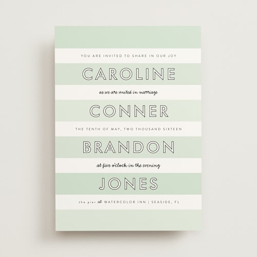 This is a ombre mint wedding invitations with standard by Lauren Chism called read between the lines printing on signature in standard