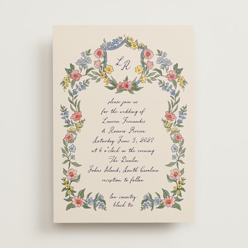 This is a cornflower wedding invitations with standard by Chris Griffith called a wedding in low country printing on signature in standard