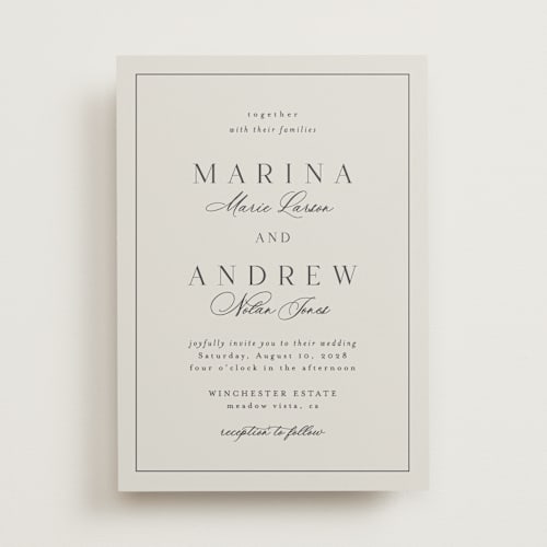 This is a parchment wedding invitations with standard by Nicole Walsh called refined printing on signature in standard