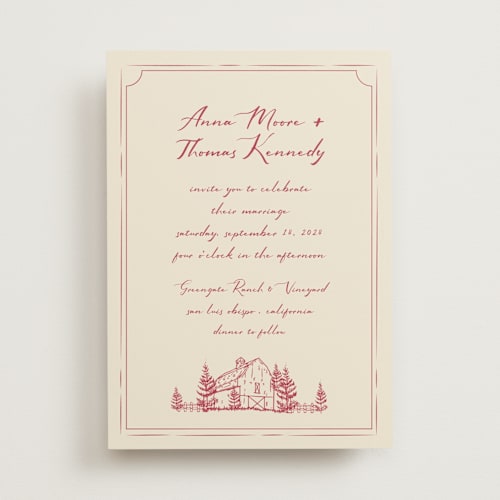 This is a crimson wedding invitations with standard by Sherley Ferreira called southern soul printing on signature in standard