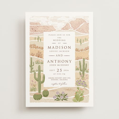 This is a red rock wedding invitations with standard by Paper Sun Studio called westward printing on signature in standard