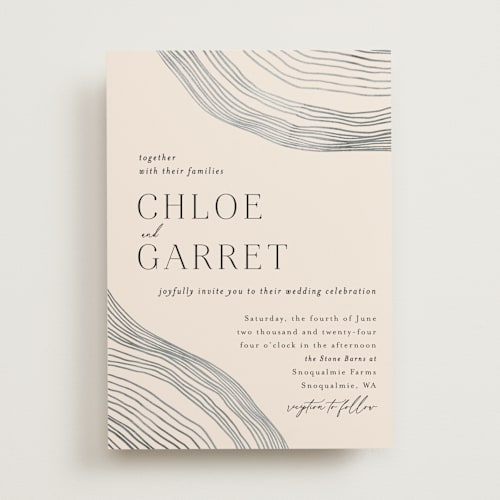 This is a natural wedding invitations with standard by Alethea and Ruth called rings printing on signature in standard