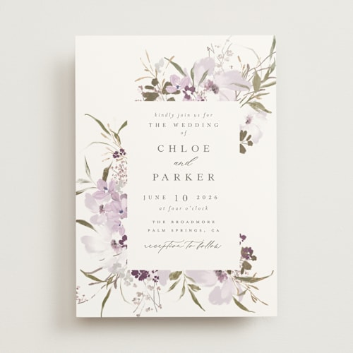 This is a lilac wedding invitations with standard by Grace Kreinbrink called meadow burst printing on signature in standard