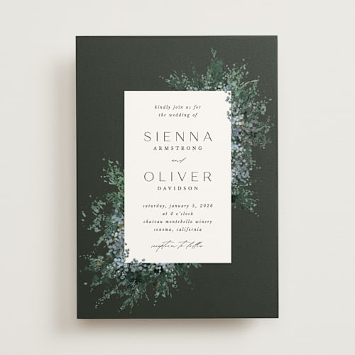 This is a emerald wedding invitations with standard by Kate Ahn called juniper printing on signature in standard
