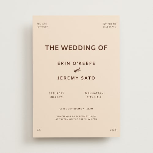 This is a earth wedding invitations with standard by Studio Suku called courthouse printing on signature in standard