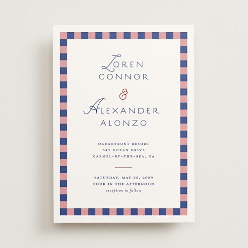 This is a bluebird wedding invitations with standard by Angela Quan called grid printing on signature in standard