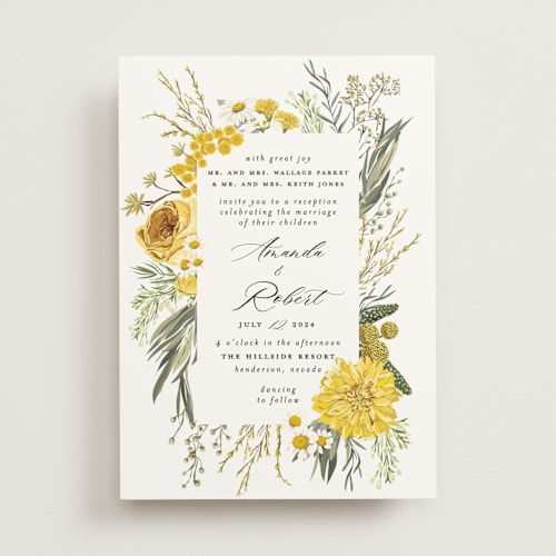 This is a honey wedding invitations with standard by Susan Moyal called organic florals printing on signature in standard