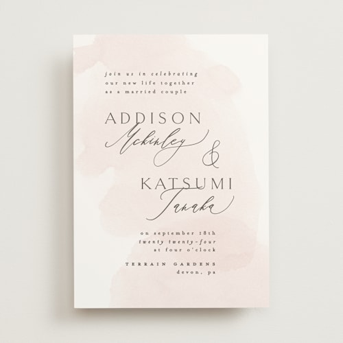 This is a blush wedding invitations with standard by Everett Paper Goods called softly layered printing on signature in standard
