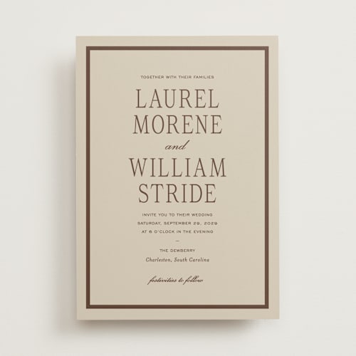 This is a leather wedding invitations with standard by Sara Hicks Malone called dewberry printing on signature in standard