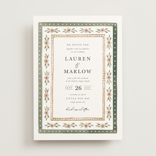 This is a garden wedding invitations with standard by leslie hamer called americana printing on signature in standard