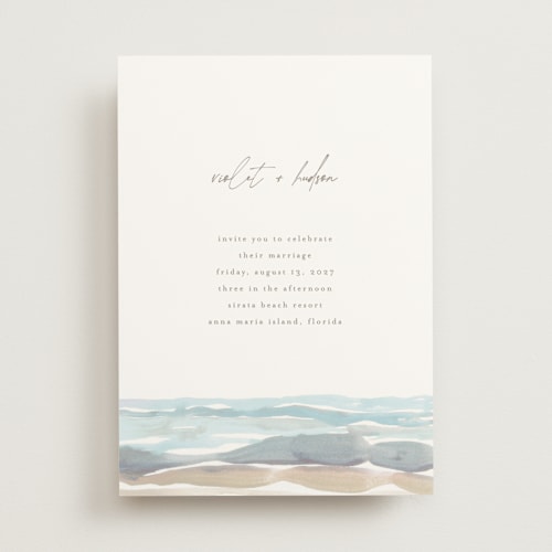 This is a seaglass wedding invitations with standard by Pixel and Hank called waves printing on signature in standard