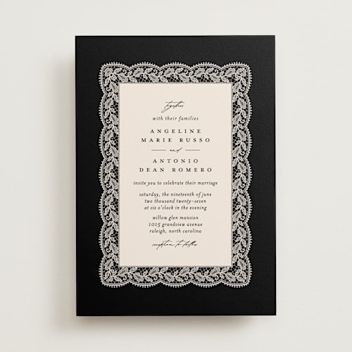 This is a midnight wedding invitations with standard by Erica Krystek called chantilly printing on signature in standard
