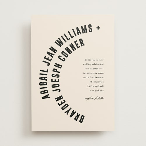 This is a cream wedding invitations with standard by Pixel and Hank called spin printing on signature in standard