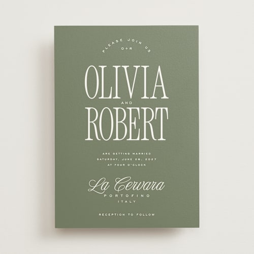 This is a sage wedding invitations with standard by Kelly Schmidt called riviera printing on signature in standard