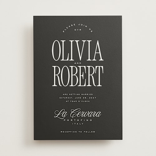 This is a charcoal wedding invitations with standard by Kelly Schmidt called riviera printing on signature in standard
