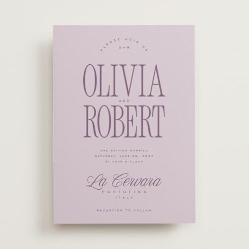 This is a lilac wedding invitations with standard by Kelly Schmidt called riviera printing on signature in standard