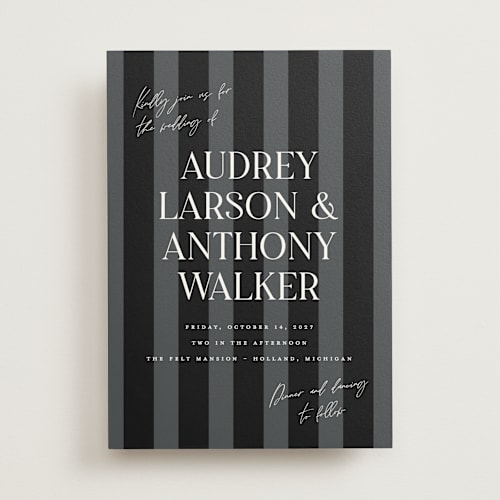 This is a noir wedding invitations with standard by Pixel and Hank called ambrosial printing on signature in standard