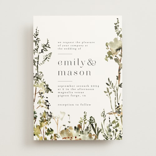 This is a evergreen wedding invitations with standard by Petra Kern called we walk together printing on signature in standard