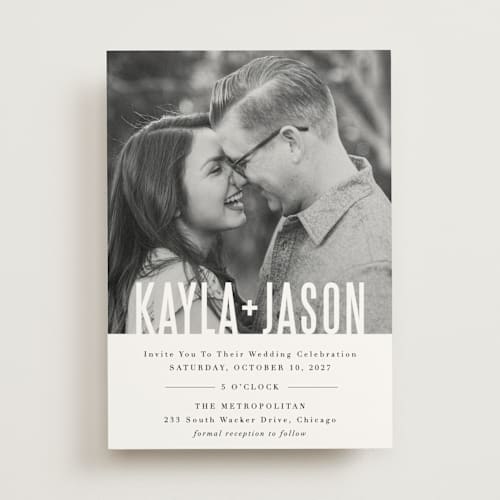 This is a cotton wedding invitations with standard by Jessie Steury called monumental printing on signature in standard